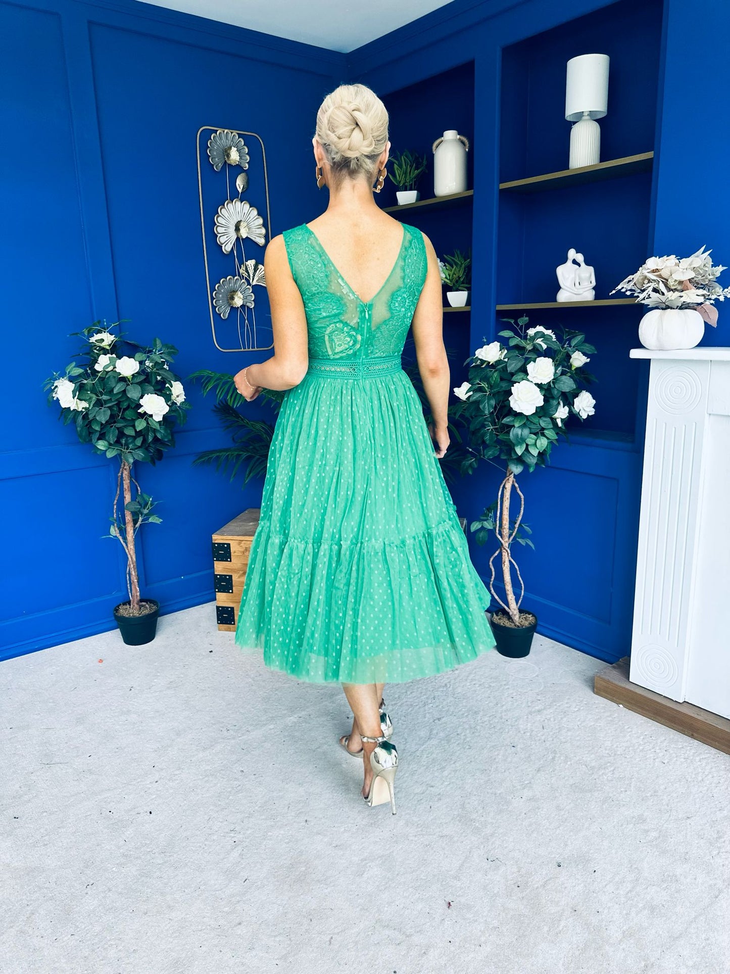 Kim Lace & Tulle Occasion Dress Emerald