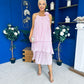 Portia Layered Chiffon Midi Dress Pink