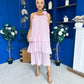 Portia Layered Chiffon Midi Dress Pink