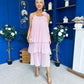 Portia Layered Chiffon Midi Dress Pink