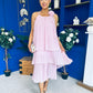 Portia Layered Chiffon Midi Dress Pink