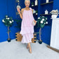 Portia Layered Chiffon Midi Dress Pink