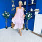 Portia Layered Chiffon Midi Dress Pink