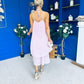 Portia Layered Chiffon Midi Dress Pink