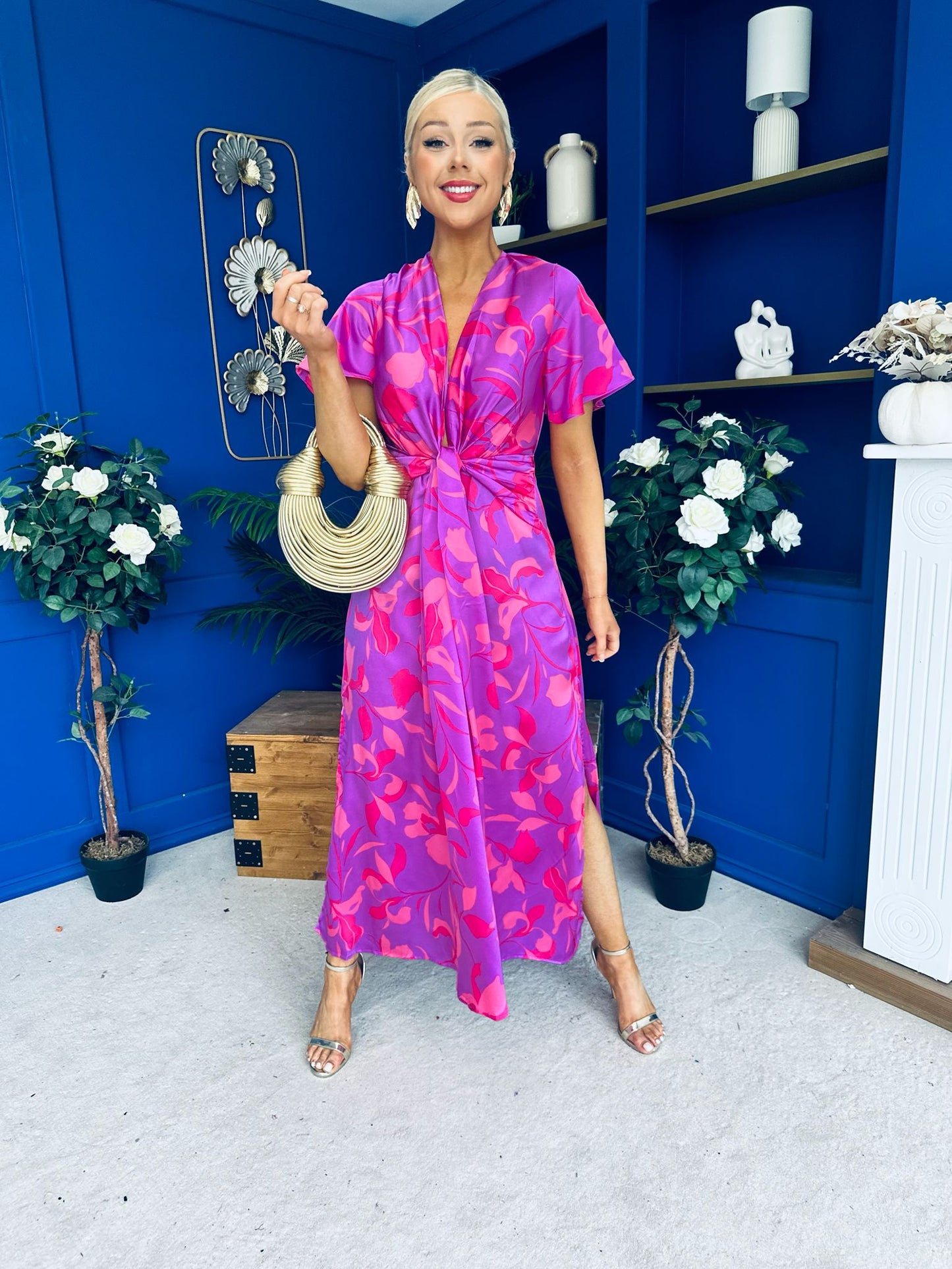 Dee Twist Detail Midi Dress Violet