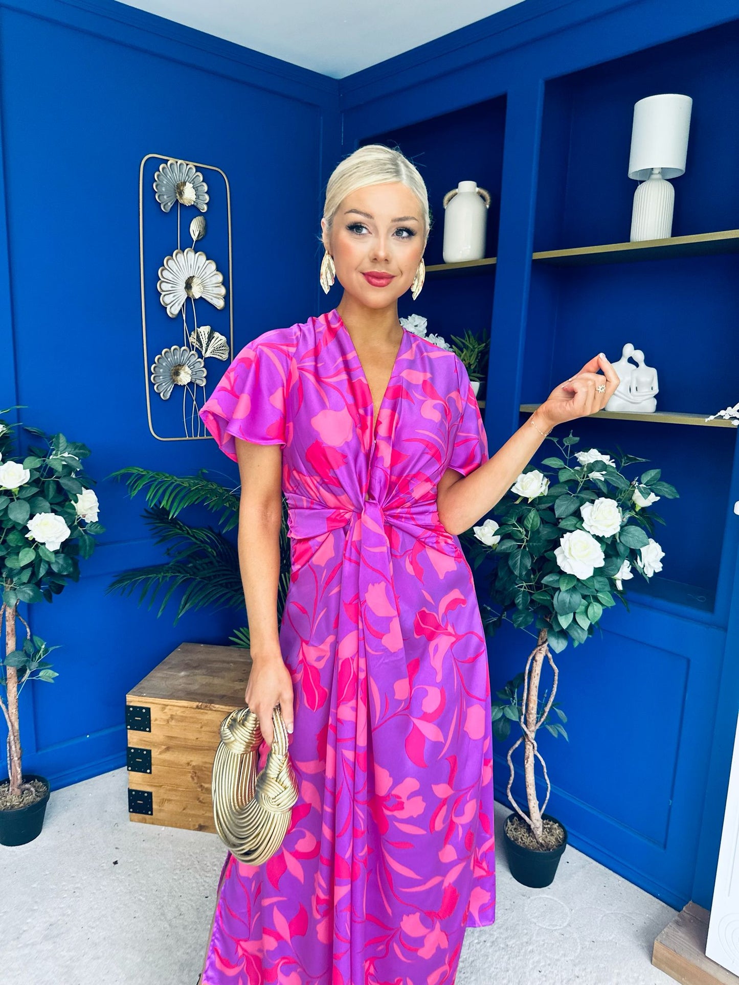 Dee Twist Detail Midi Dress Violet