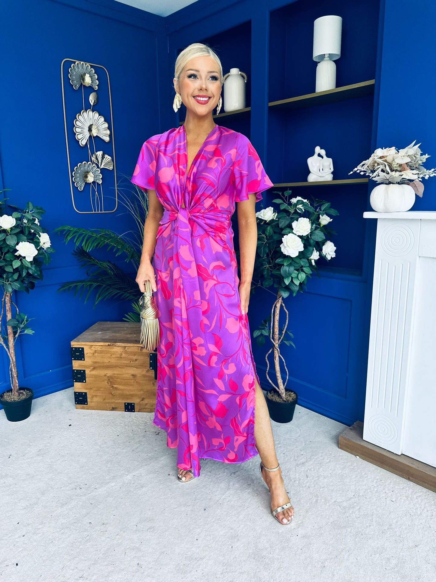 Dee Twist Detail Midi Dress Violet