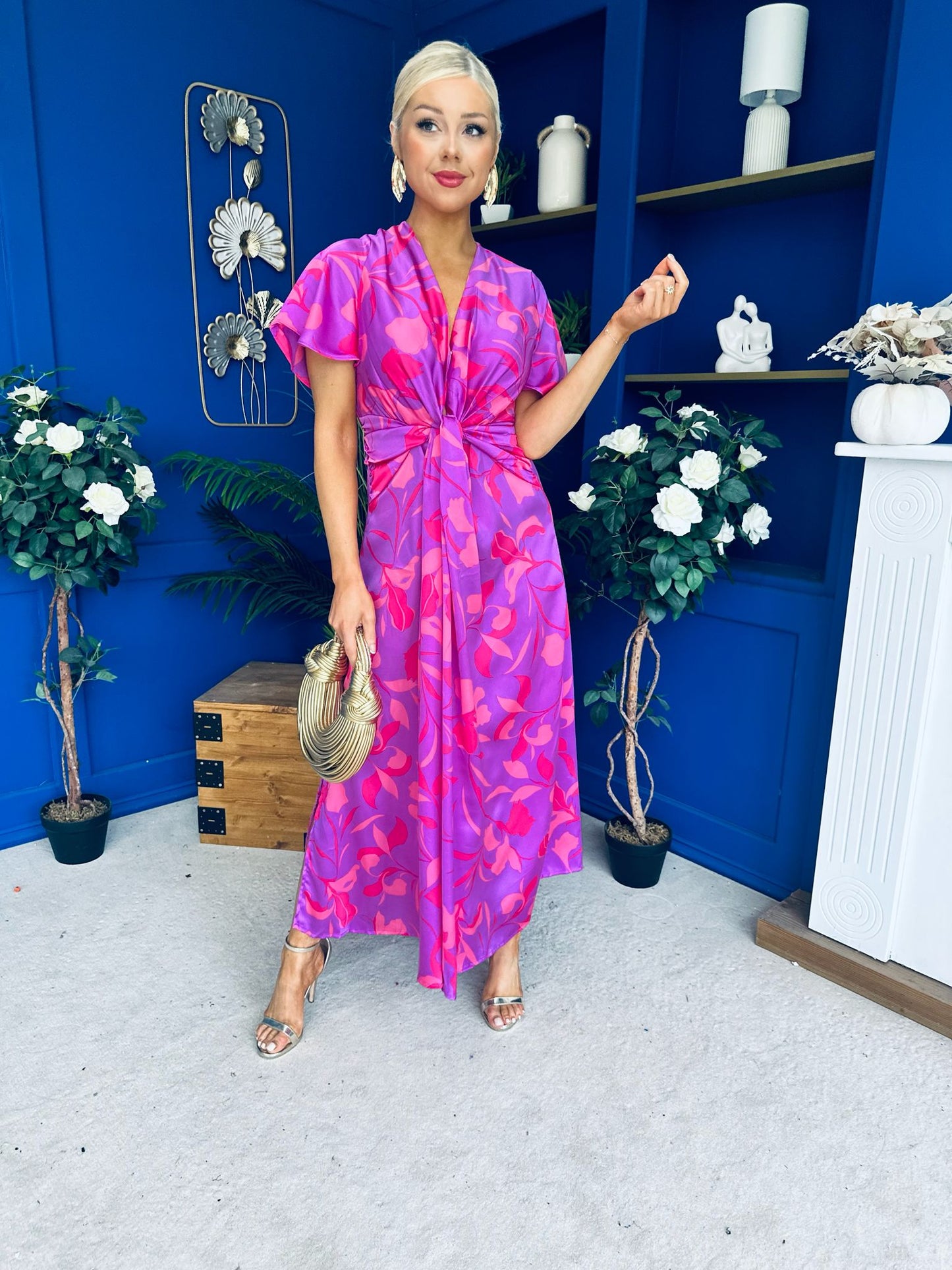 Dee Twist Detail Midi Dress Violet