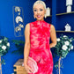 Gianna High Neck Mesh Midi Dress Floral Coral