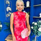 Gianna High Neck Mesh Midi Dress Floral Coral