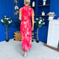 Gianna High Neck Mesh Midi Dress Floral Coral