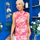 Gianna High Neck Mesh Midi Dress Floral Pink