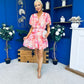 Linda Detailed Mini Dress Floral Coral