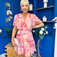 Linda Detailed Mini Dress Floral Coral