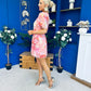 Linda Detailed Mini Dress Floral Coral