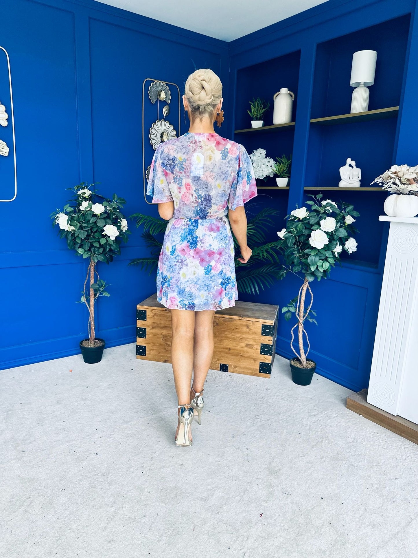 Linda Detailed Mini Dress Floral Purple