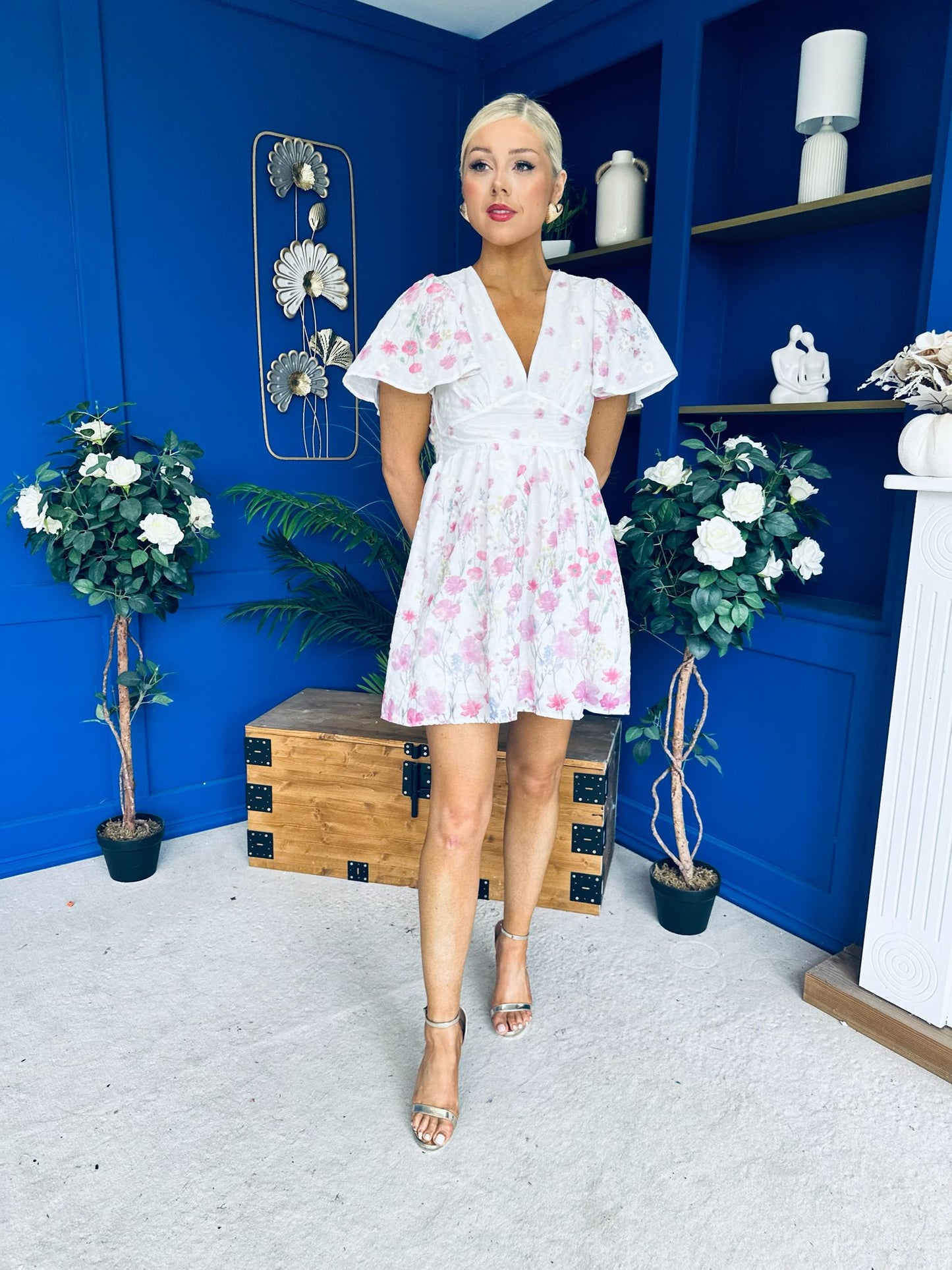 Alish Embroidered Mini Dress Floral White