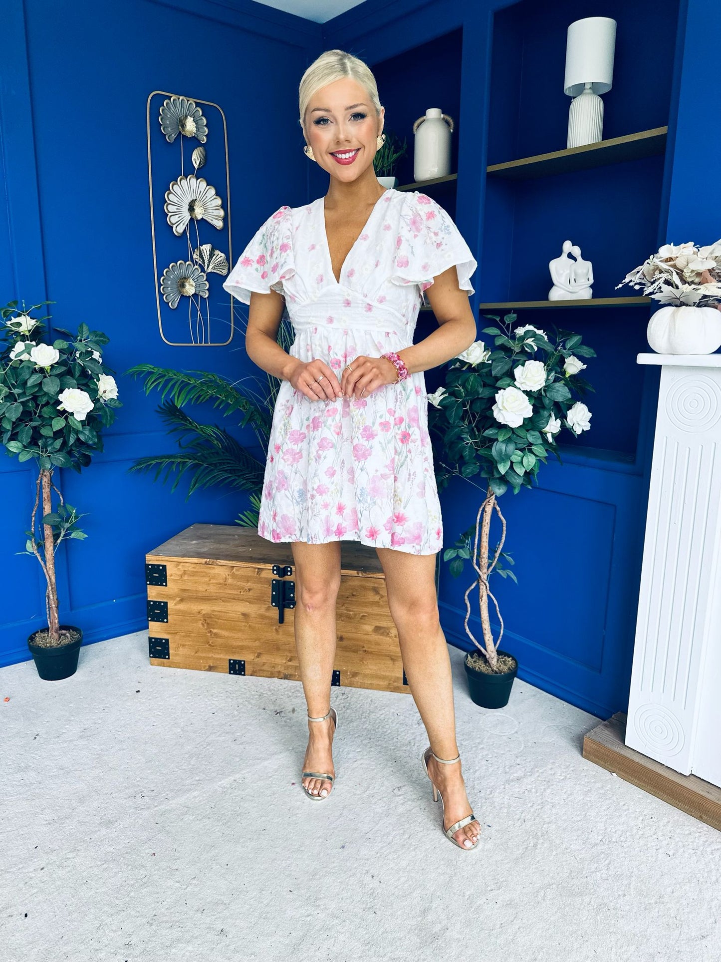Alish Embroidered Mini Dress Floral White