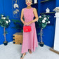 Daphne Bow Back Midi Dress Check Red