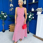 Daphne Bow Back Midi Dress Check Red