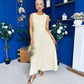 Daphne Bow Back Midi Dress Check Yellow