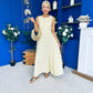 Daphne Bow Back Midi Dress Check Yellow