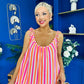Hilda Striped Para Midi Dress Dress Coral