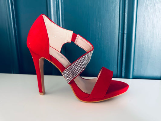 Geri Embellished Heels Red