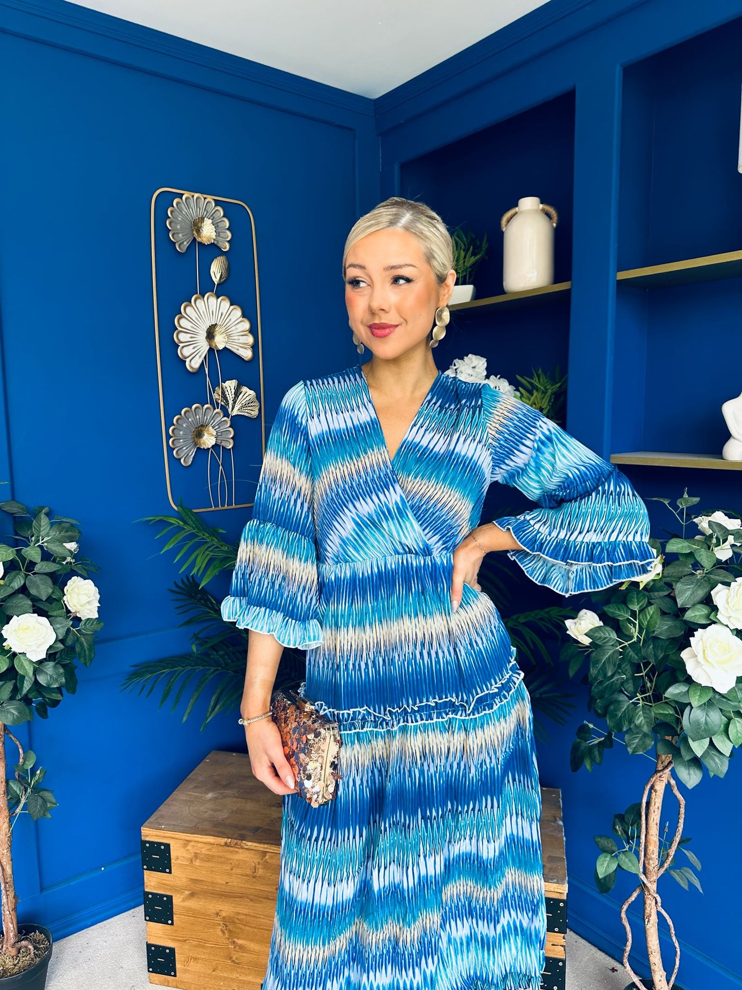 Hende Midi Dress Aztec Blue