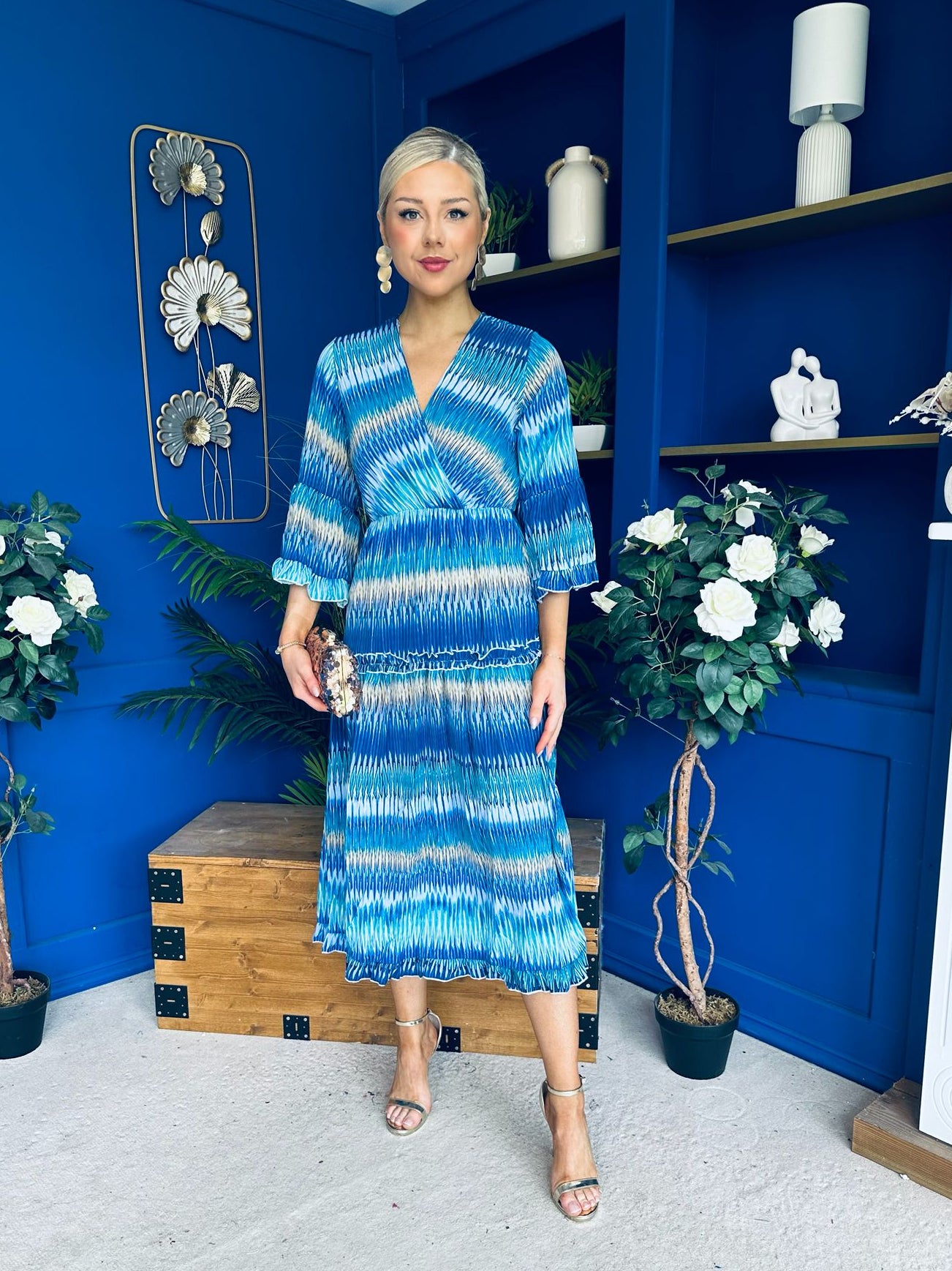 Hende Midi Dress Aztec Blue