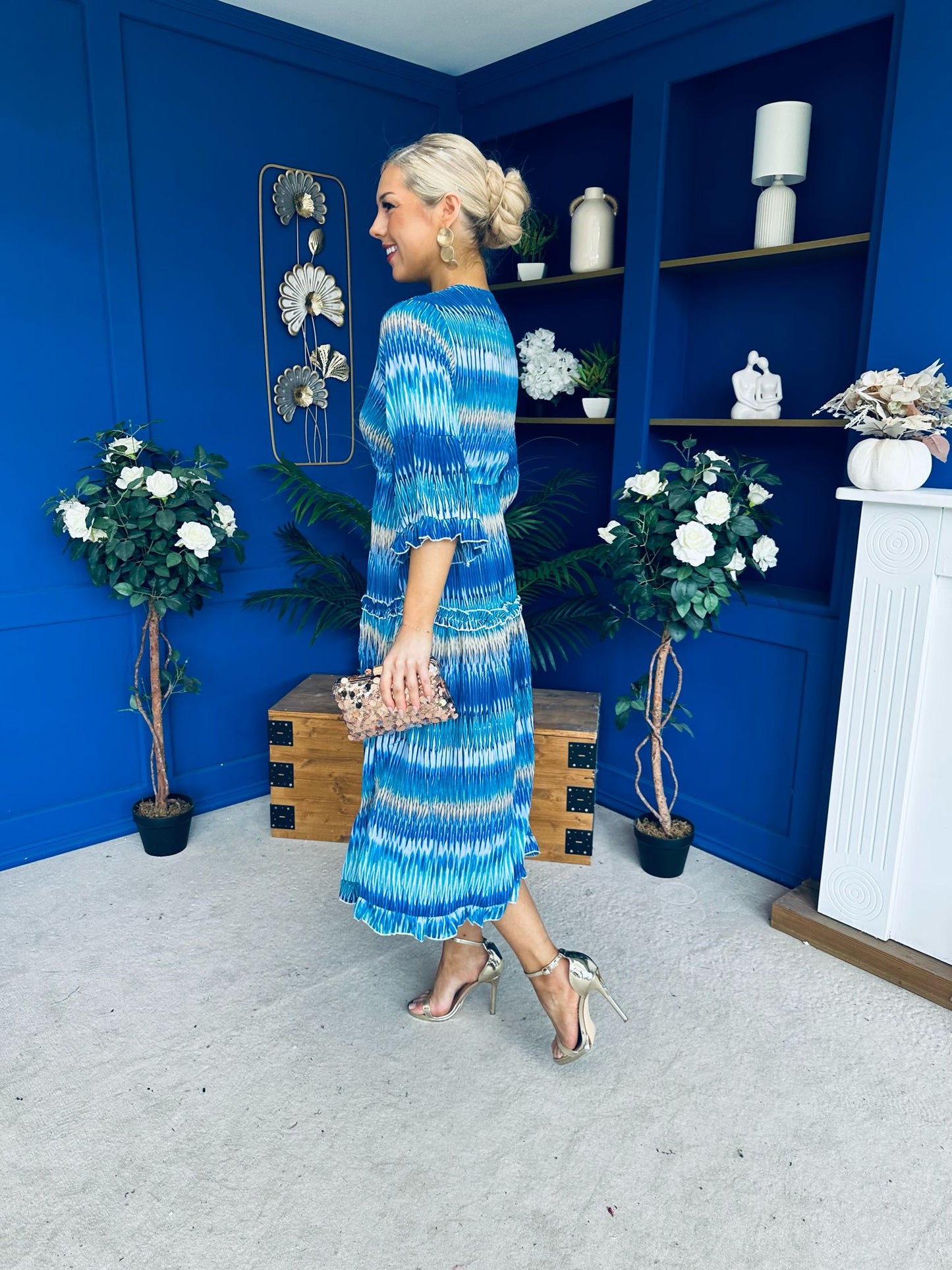 Hende Midi Dress Aztec Blue
