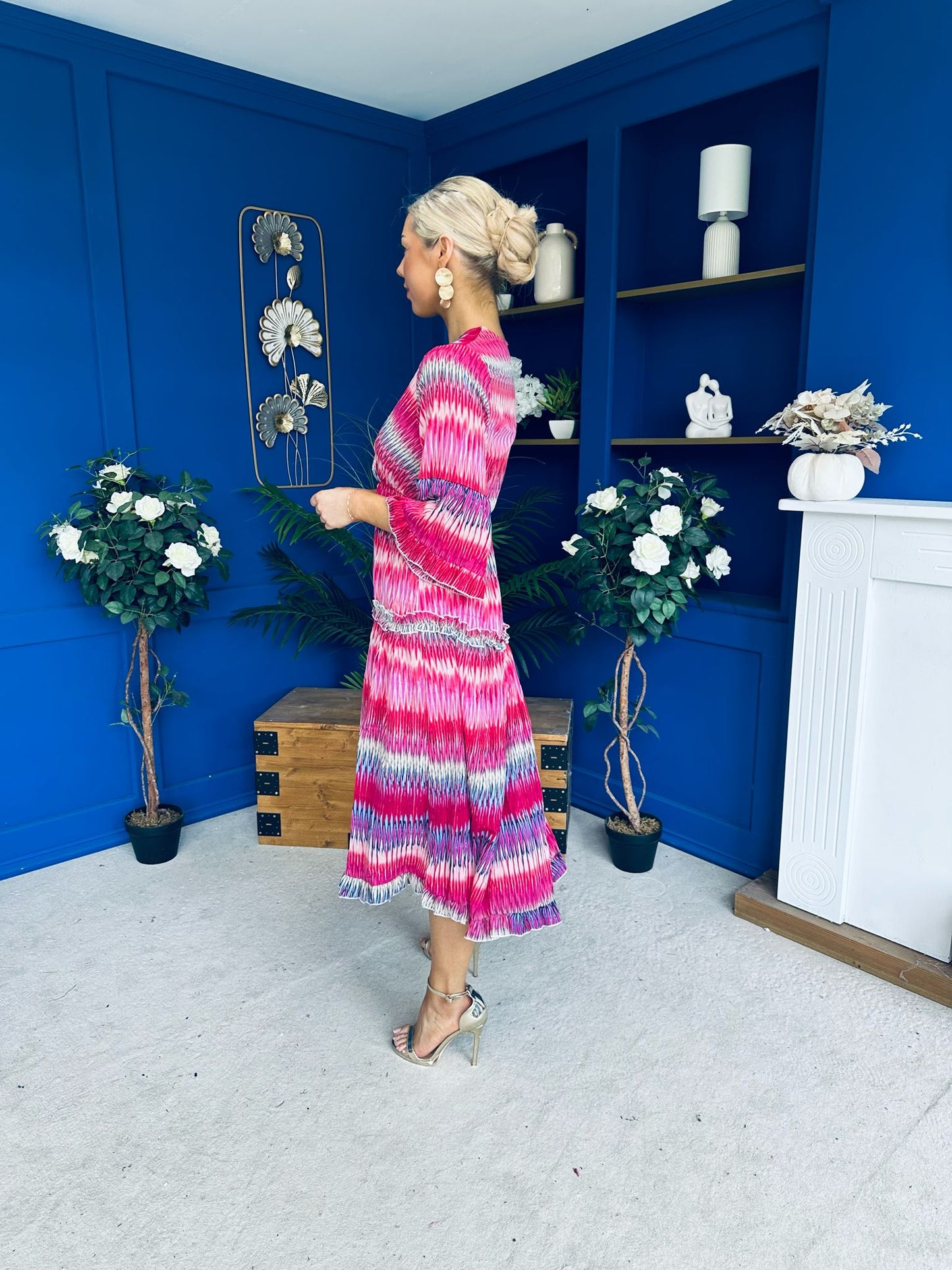 Hende Midi Dress Aztec Fuchsia