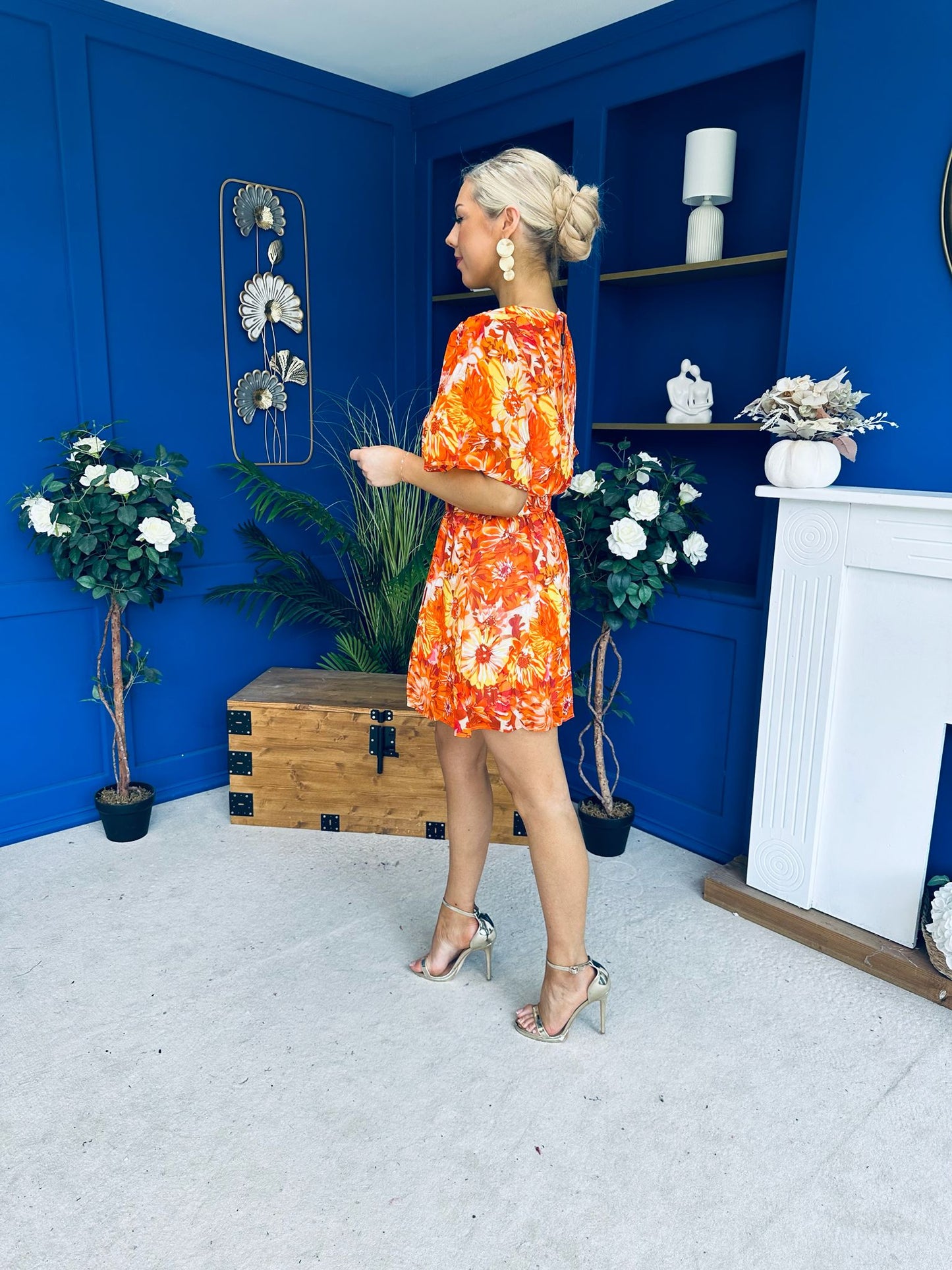 Ganis Belted Mini Dress Floral Amber