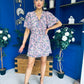 Divina Belted Mini Dress Floral Blue