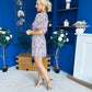 Divina Belted Mini Dress Floral Blue