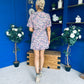 Divina Belted Mini Dress Floral Blue