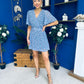 Terri Belted Mini Dress Floral Blue