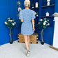 Terri Belted Mini Dress Floral Blue
