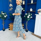 Frank Belted Midi Dress Floral Blue