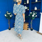 Frank Belted Midi Dress Floral Blue