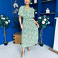 Frank Belted Midi Dress Floral Green