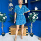 Candice Belted Mini Dress Floral Blue