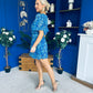 Candice Belted Mini Dress Floral Blue