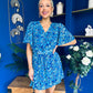 Candice Belted Mini Dress Floral Blue