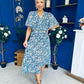 Frank Belted Midi Dress Floral Blue