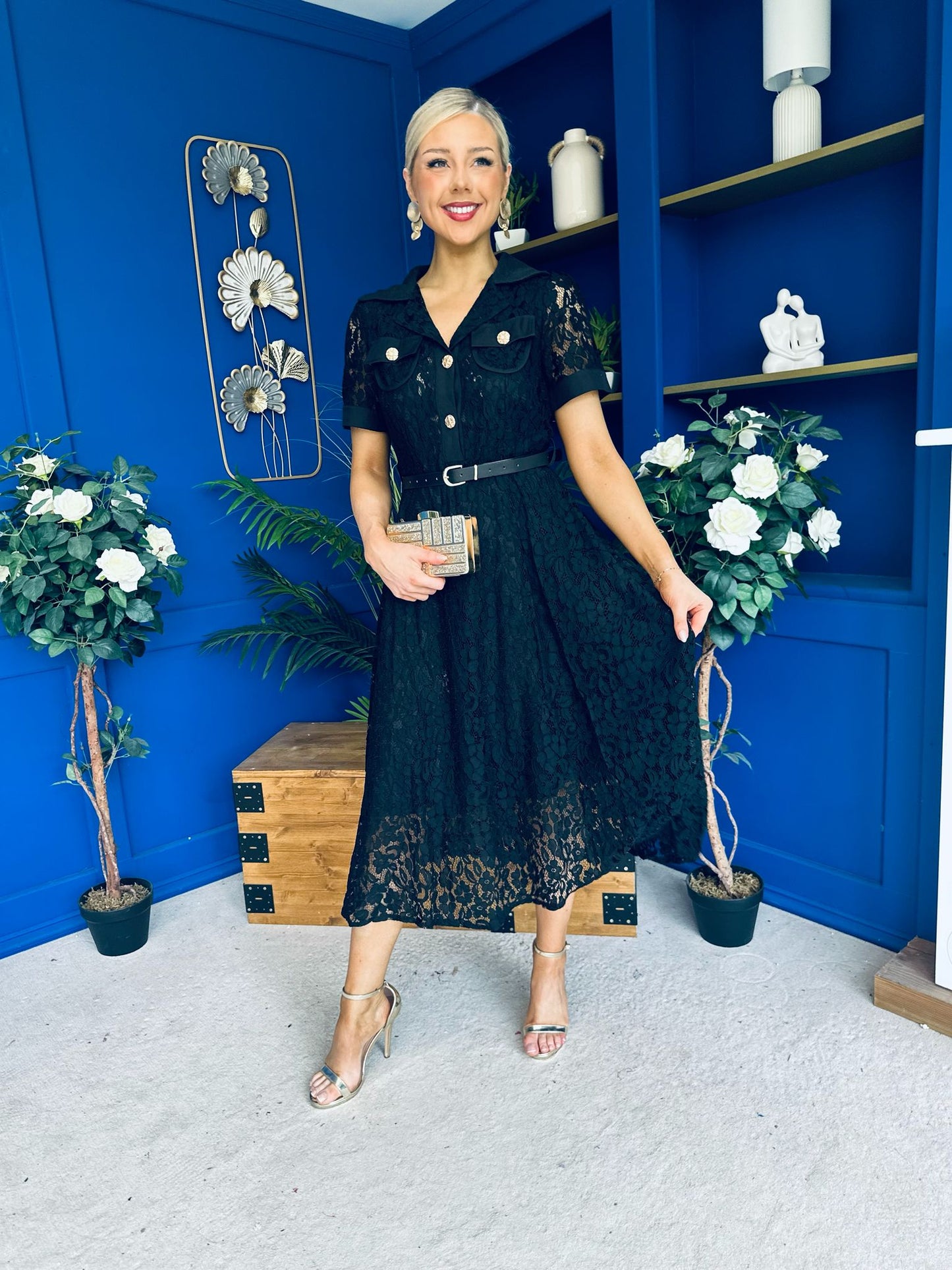Allie Lace Detail Occasion Dress Black