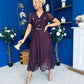 Allie Lace Detail Occasion Dress Burgundy