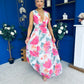 Lindsey Plunge Neck Maxi Dress Floral White