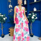 Lindsey Plunge Neck Maxi Dress Floral White