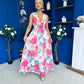 Lindsey Plunge Neck Maxi Dress Floral White